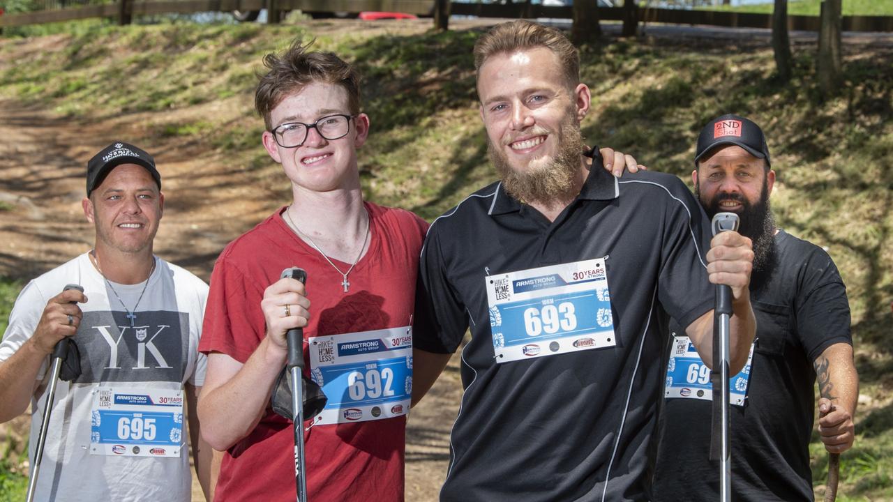 Billy Drury, Tim Riley, James Nutt and Nat Spary are ready for Hike for the Homeless on Saturday. Picture: Nev Madsen.