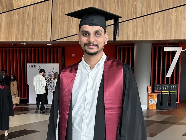 Sauravjit Singh graduates from the Australian Catholic University with a Postgraduate Diploma in Migration Law and Practice on April 7, 2024. Picture: Brittany Busch