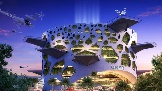 Artist impression of an Uber Skyport.