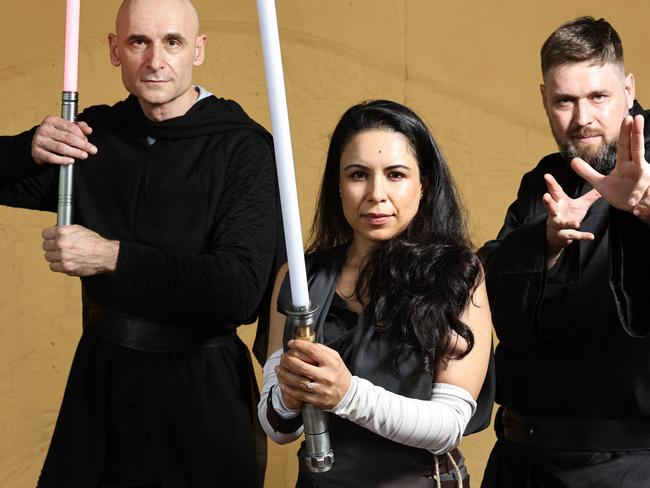 Health workers and colleagues Vesselin Petkov, Sophiya Ogrodzinski and Martin Ogrodzinski enjoy dressing up in Star Wars character and role play for Star Wars Day, May 4.. Picture: Brendan Radke