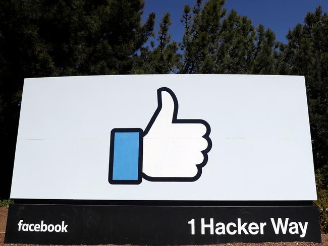 The Facebook logo at the company's headquarters, as it faces an ongoing nightmare. Picture: AP