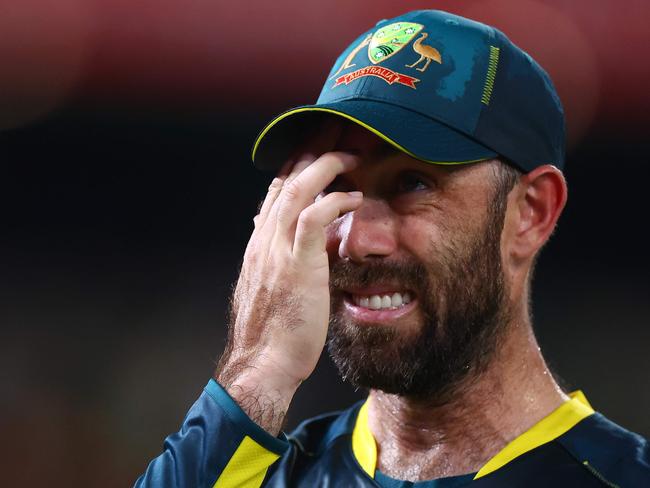 Australia's Glenn Maxwell gestures during the first Twenty20 international cricket match between Australia and Pakistan at The Gabba in Brisbane on November 14, 2024. (Photo by Pat HOELSCHER / AFP) / -- IMAGE RESTRICTED TO EDITORIAL USE - STRICTLY NO COMMERCIAL USE --