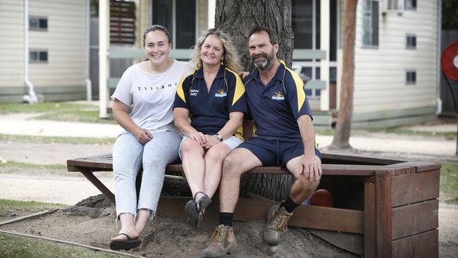 Caravan Park owners Debbie and Paul Preston with their daughter Demi.