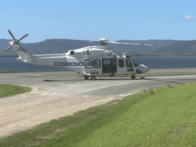 The CQ Rescue helicopter touched down in a nearby carpark and flew the man to Mackay Hospital. Photo: Fergus Gregg