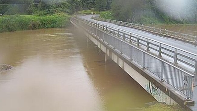 Byangum Bridge in the Tweed Shire captured at 9.15am on Friday after more than 100mm rain fell in the regions catchments overnight. Picture: Tweed Shire Council