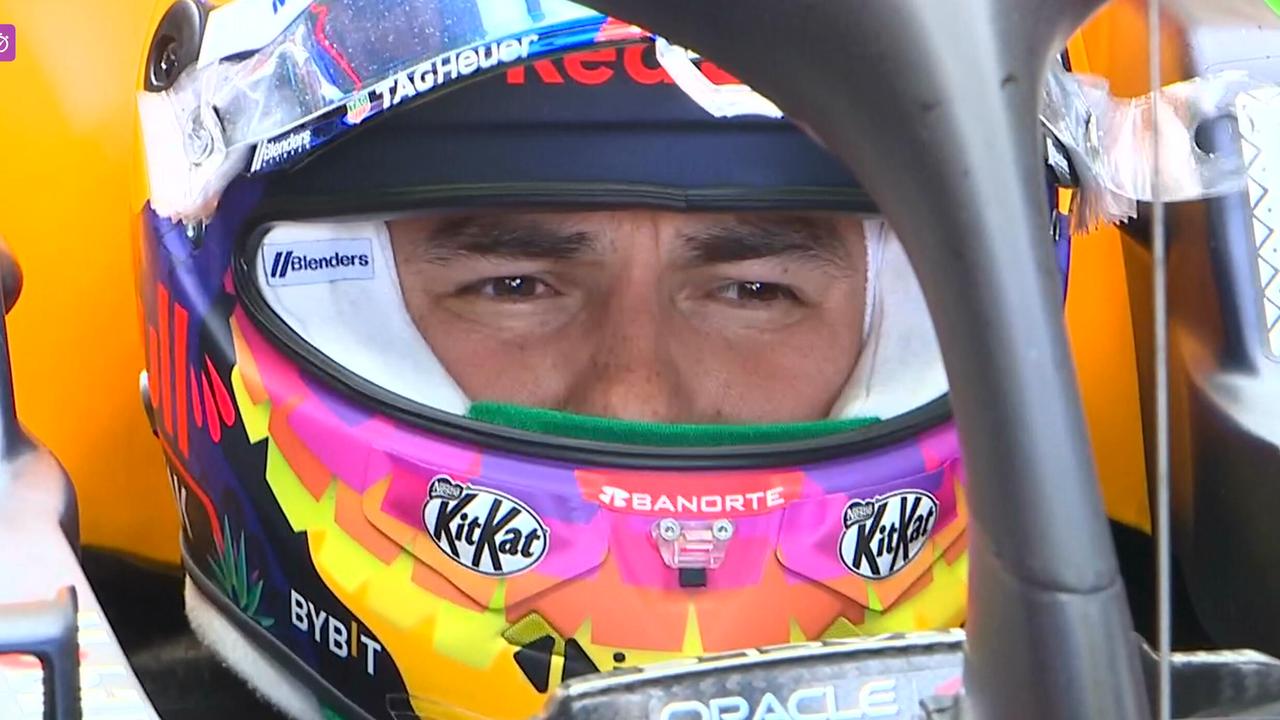 Perez looked to be on the brink of tears after being knocked out of the Mexico GP. Picture: Supplied