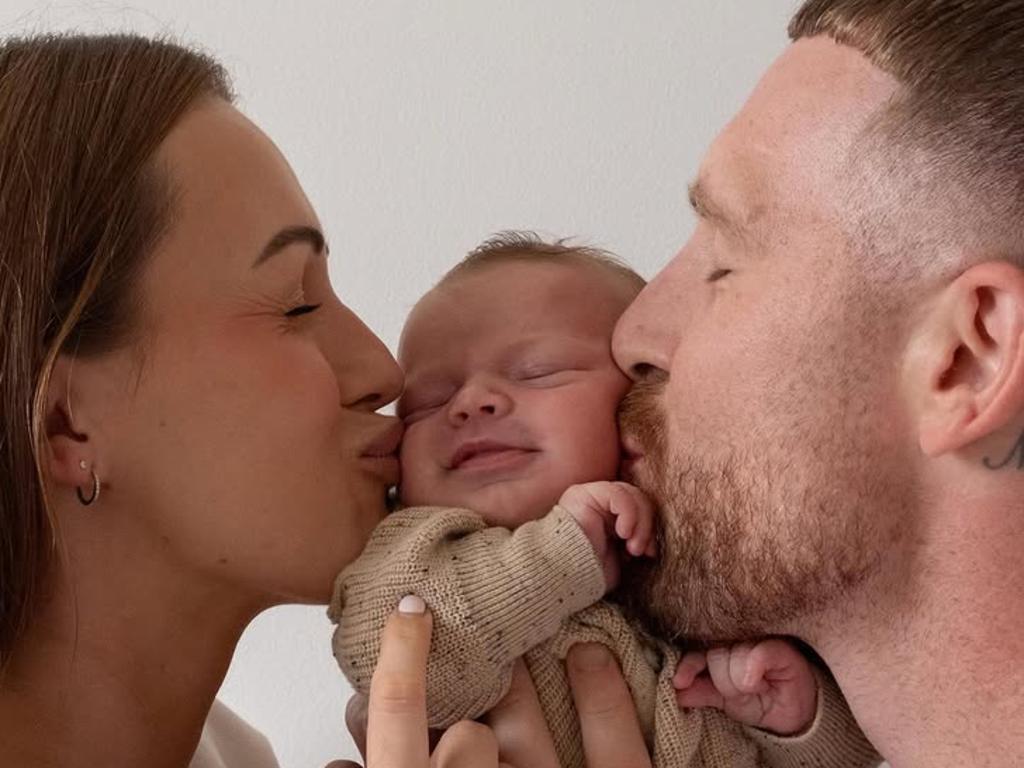 Jackson Hastings with partner Amelia and daughter Scottie. Picture: Supplied