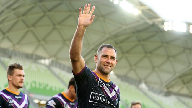 Cameron Smith acknowledges fans after Storm beat the Titans last week. Pic: Getty Images