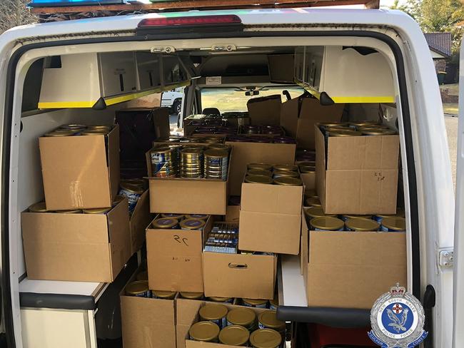 Some of the baby formula seized. Picture: NSW Police