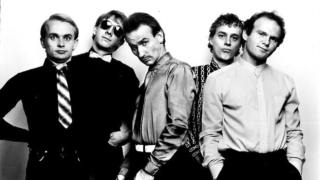 Colin Hay (centre) with his Men at Work bandmates in 1982. Picture: file