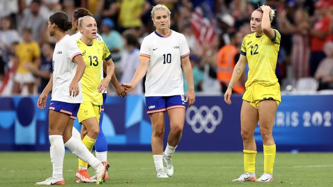 The Matildas crashed out of the Olympics following a 2-1 loss to the US. Picture: Getty Images