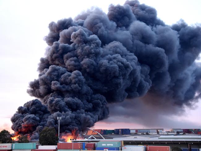 Factory Fire off Somerville Road West Footscray.  Picture: Nicole Garmston