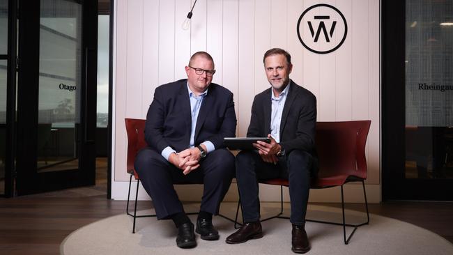 Wilsons chief executive Brad Gale, right, and head of private wealth Casimir Skillecorn. Picture: Chris Pavlich