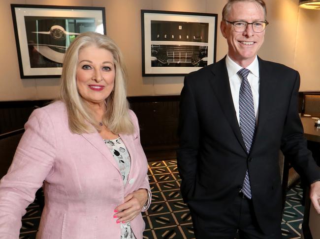 24/01/2020 Crown Resorts new Chair Helen Coonan  with new CEO  Ken Barton in the Crystal Club at Crown, Melbourne.David Geraghty / The Australian.