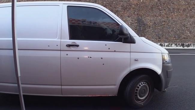 Fruiterer Paul Virgona’s van was sprayed with bullets. Supplied: Victorian Supreme Court