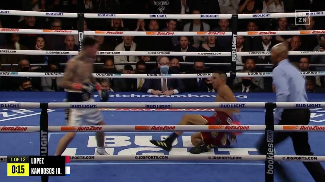 Kambosos stunningly dropped Lopez in the first round.