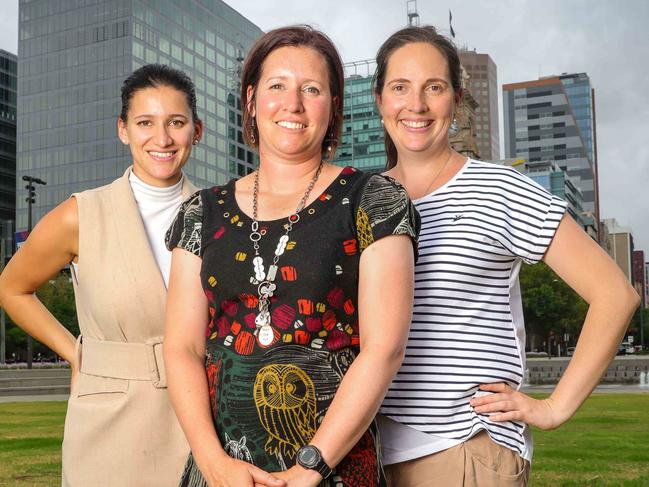 NEWS ADV Three of the four SA Rural Women's Awards finalists Marie Ellul, Kellie Taylor and Stephanie Schmidt at Victoria Square.Pic Russell Millard/AAPImage