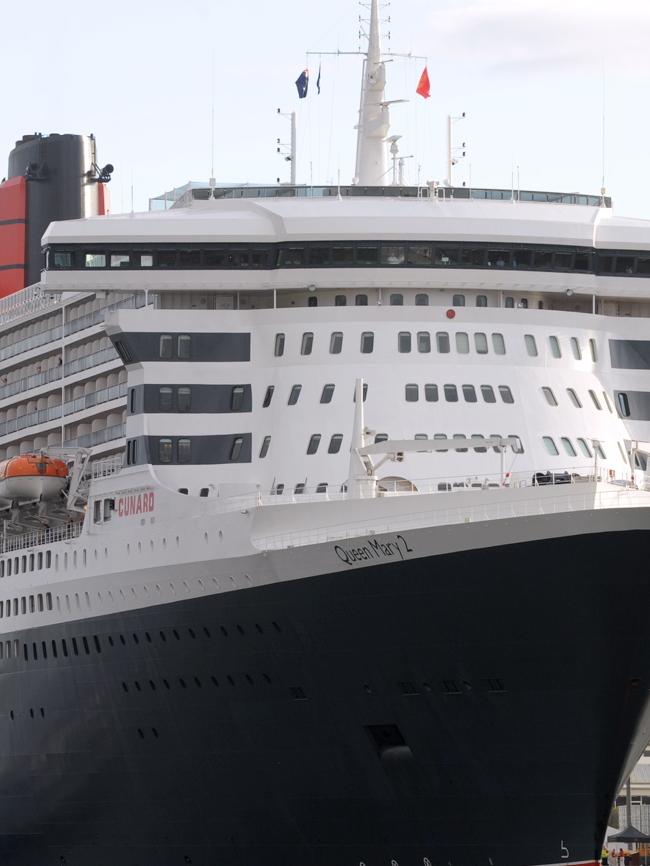 Super ocean line Queen Mary 2 docked at Garden Island Naval Base in 2010.