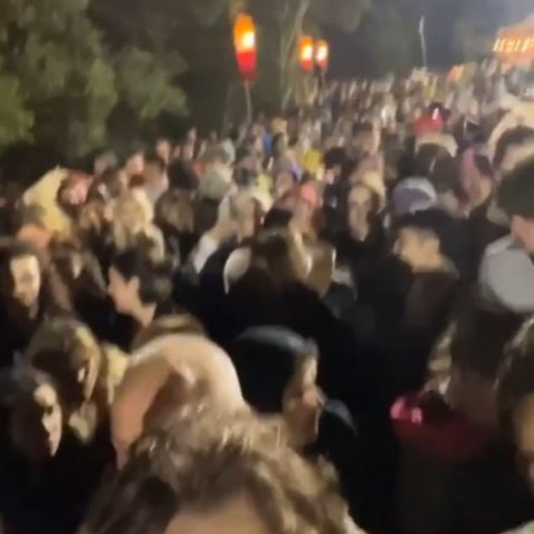 Huge crowds faced a lengthy wait for buses after the festival ended. Picture: TikTok