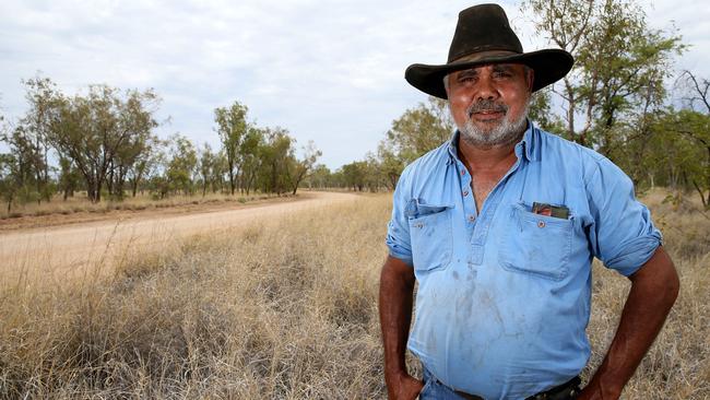 Kevin Oscar, June’s brother, on the road named after his father, Skuthorp Road, at Fitzroy Crossing, 2558km from Perth. Picture: Colin Murty