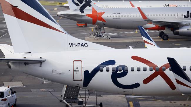 A Rex Airlines plane at Sydney Domestic Airport. Picture: Tim Hunter.