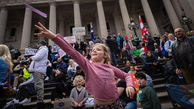 Some protesters brought children to the demonstration. Picture: Jason Edwards