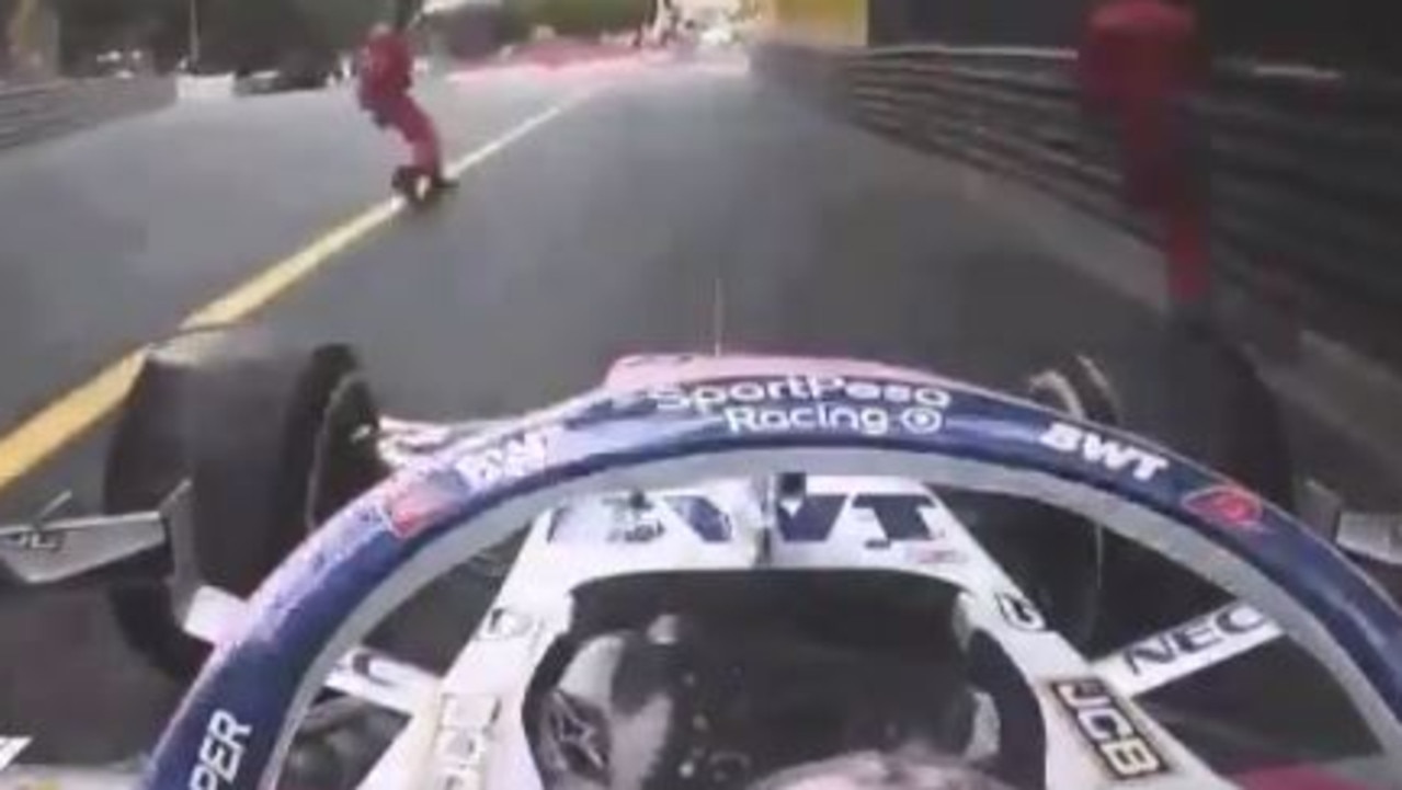 Sergio Perez was inches away from hitting one of the marshals in Monaco.