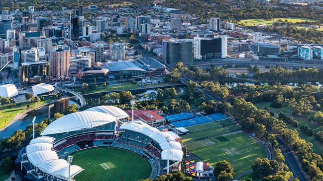 22/1/2021 - Aerial photos of Adelaide CBD. MUST CREDIT ADELAIDE AIRBORNE PHOTOGRAPHY, , city, Adelaide Oval, Sahmri, RAH, North Terrace, Casino, Sky City, EOS, Lot 14, Memorial Drive, Skyline,