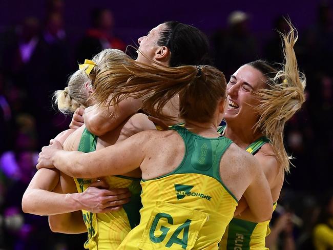 Australia celebrates winning the Netball World Cup 2023. Picture: Getty Images