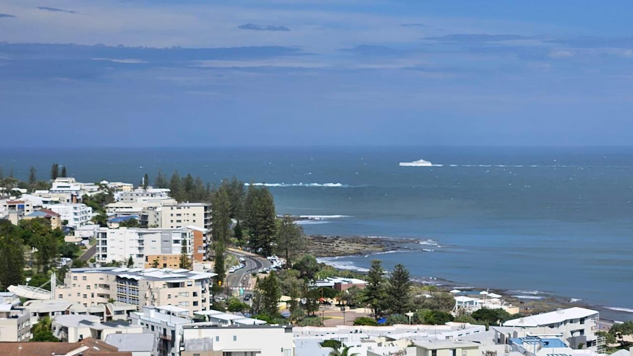 The Venus super yacht spotted off the coast of Caloundra. Picture: Peter Bramman