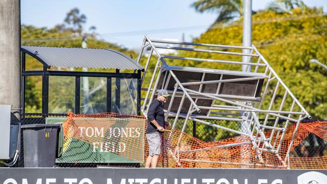 The scaffolding collapse that killed a 37-year-old Bridgeman Downs father. Picture: Richard Walker