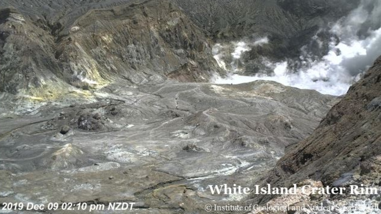 The crater rim at 2.10pm, one minute before the blast. Picture: GeoNet