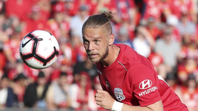 Ken Ilso in action for Adelaide United this season. Picture: Sarah Reed