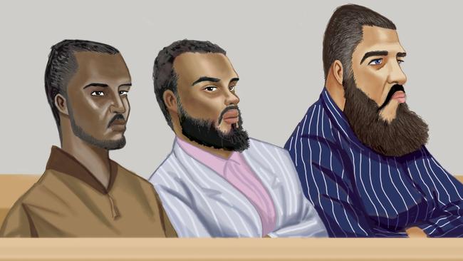 Yacqub Khayre, Saney Edow Aweys and Nayef (Nayev) El Sayed. Picture: Court Illustration