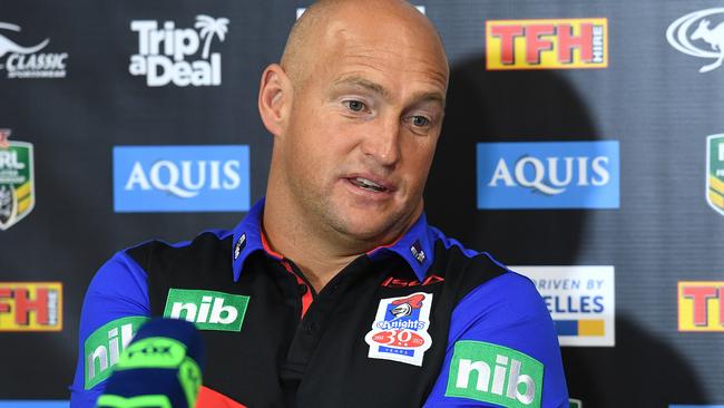 Nathan Brown at a Newcastle press conference.