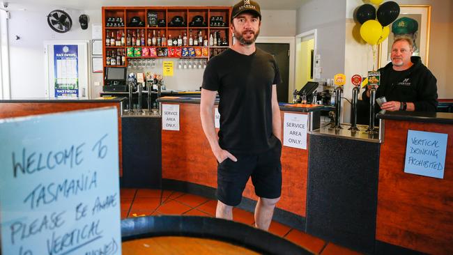 Publican and Launceston councillor Nick Daking is taking a stand against the government's 'vertical drinking' ban and refusing entry to patrons from the mainland. Picture: PATRICK GEE