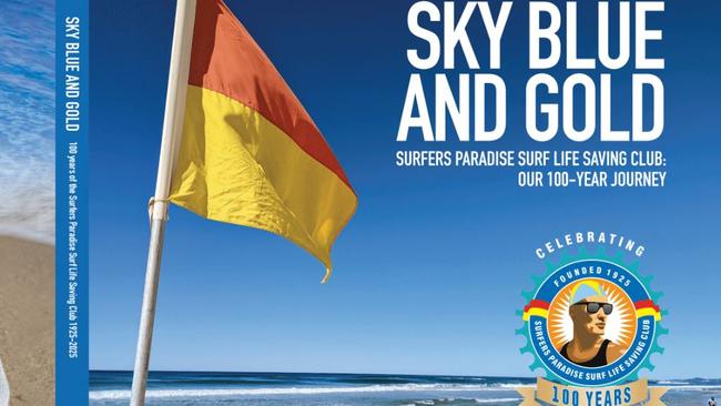 The cover for a commemorative book marking 100 years of the Surfers Paradise surf life saving club.