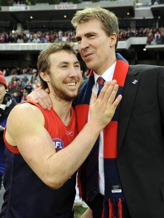 McLean with Demons legend Jim Stynes.