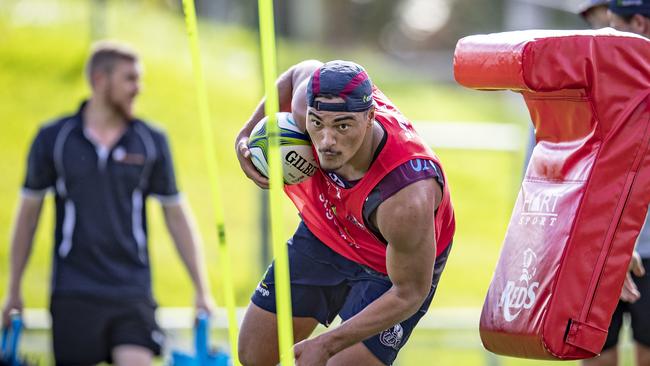 Jordan Petaia at Queensland Reds training. Picture: Brendan Hertel