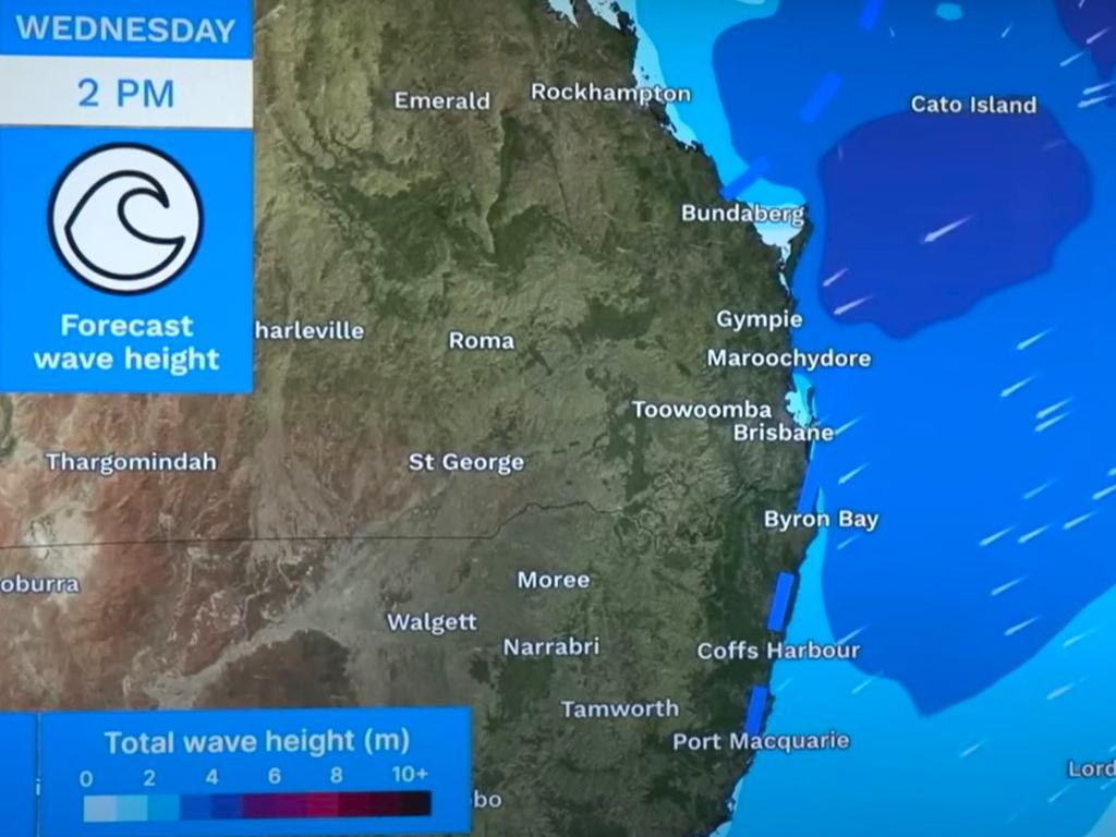 Monster waves could hit parts of Queensland’s coast. Picture: BOM.