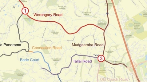 A map showing Earle Court in the Gold Coast hinterland where residents petitioned council seeking to stop traffic speedsters.