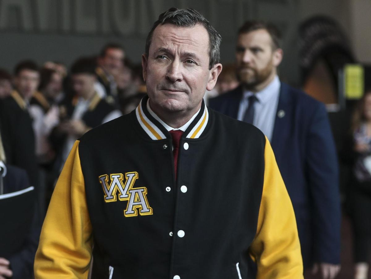 Premier Mark McGowan shows his true colours by donning Team WA jacket ...