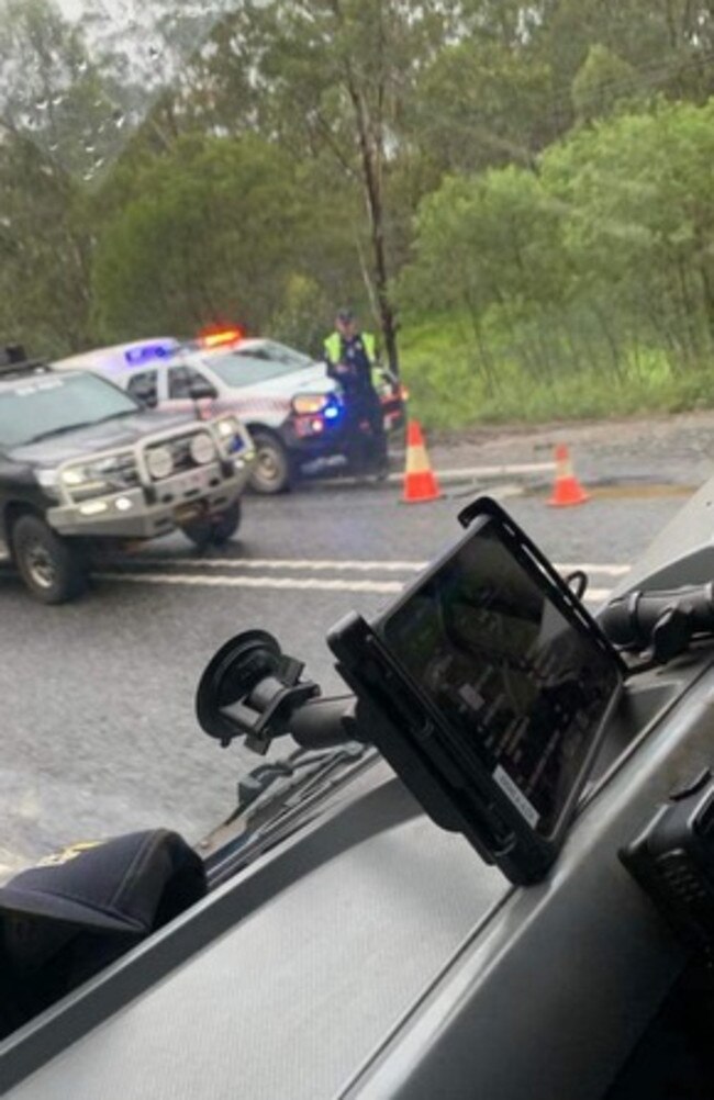 David and Liz Warner were driving north up the Bruce Highway on Thursday March 28 when they hit a “sinkhole” between Gympie and Curra. Picture: Supplied