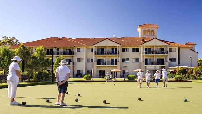 Aveo Peregian Springs retirement village residents playing bowls. Picture: Supplied