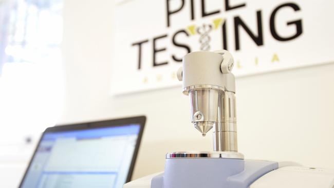 A pill testing machine is seen during a briefing with medical practitioners responsible for the recent pill testing trial in the ACT. Picture: Jeremy Piper