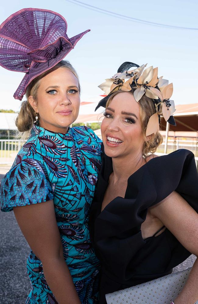 Katie Brewin and Rachel Buckley at the 2023 Darwin Cup Carnival Ladies Day. Picture: Pema Tamang Pakhrin
