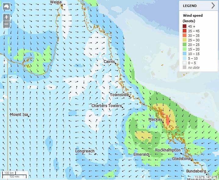 Tropical Cyclone Owen will weaken to a tropical low on Saturday morning, more than 24 hours before it is expected to reach the Central Queensland Coast. Picture: Bureau of Meteorology