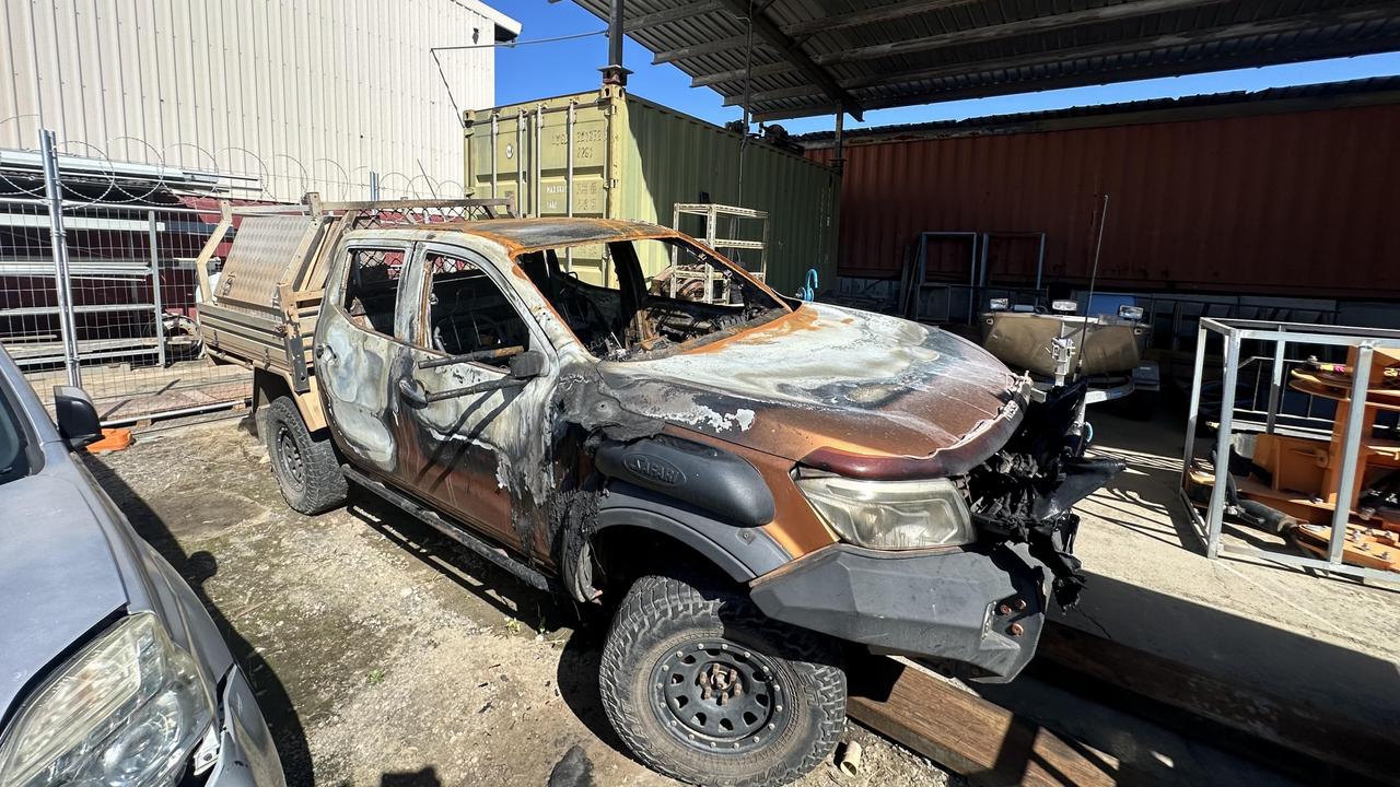 The Nissan Navara NP300 was torched after being stolen. Picture: Shane Coleman