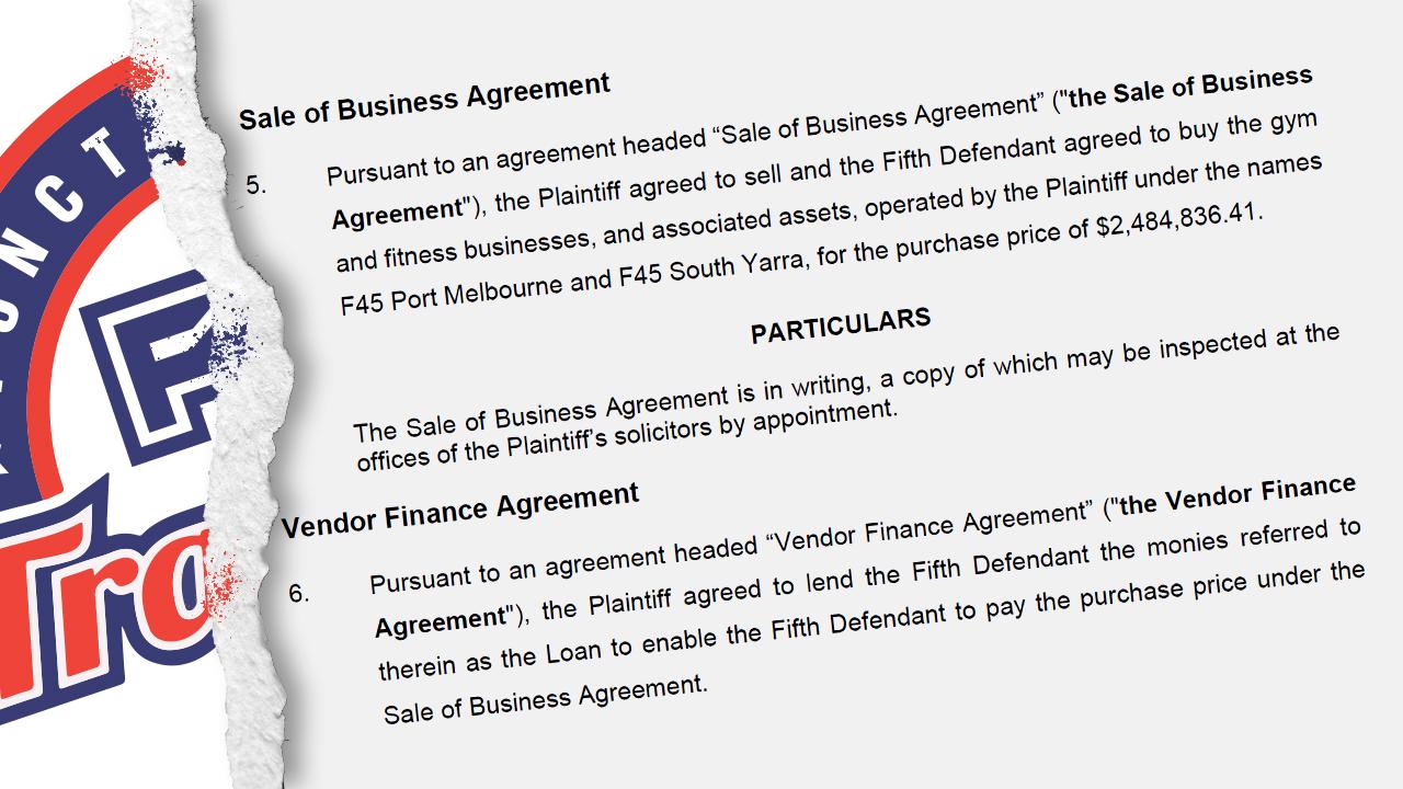 Details about the sale of the business agreement for their F45 gyms.