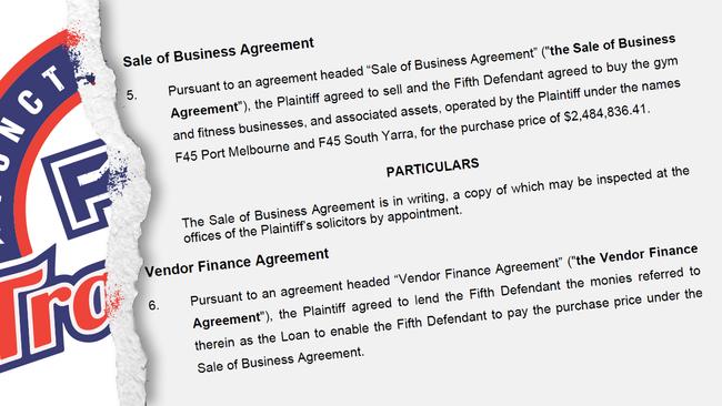 Details about the sale of the business agreement for their F45 gyms.